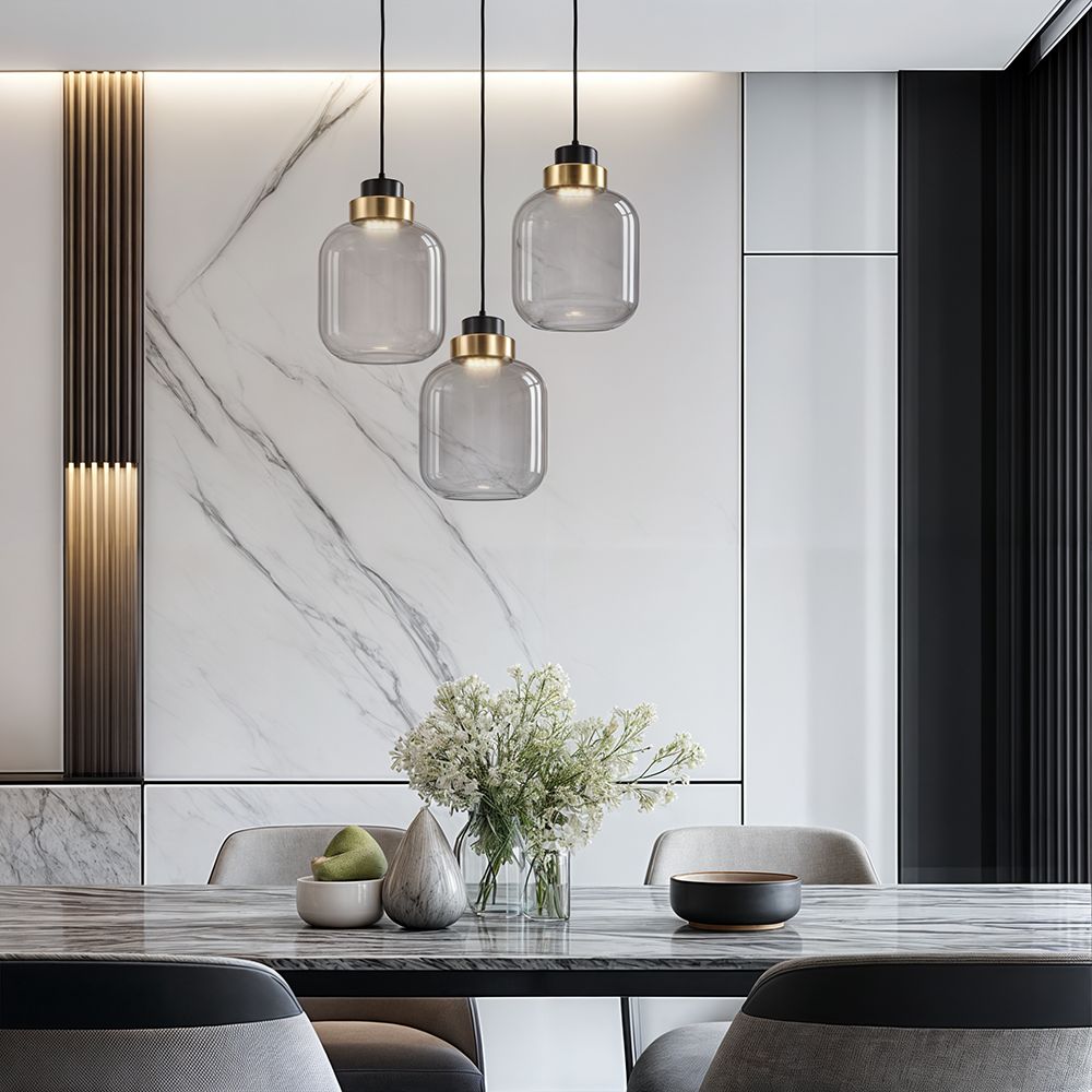 چراغ آویز شیشه‌ای لوما LED نورپردازی محیطی نوردیک رترو