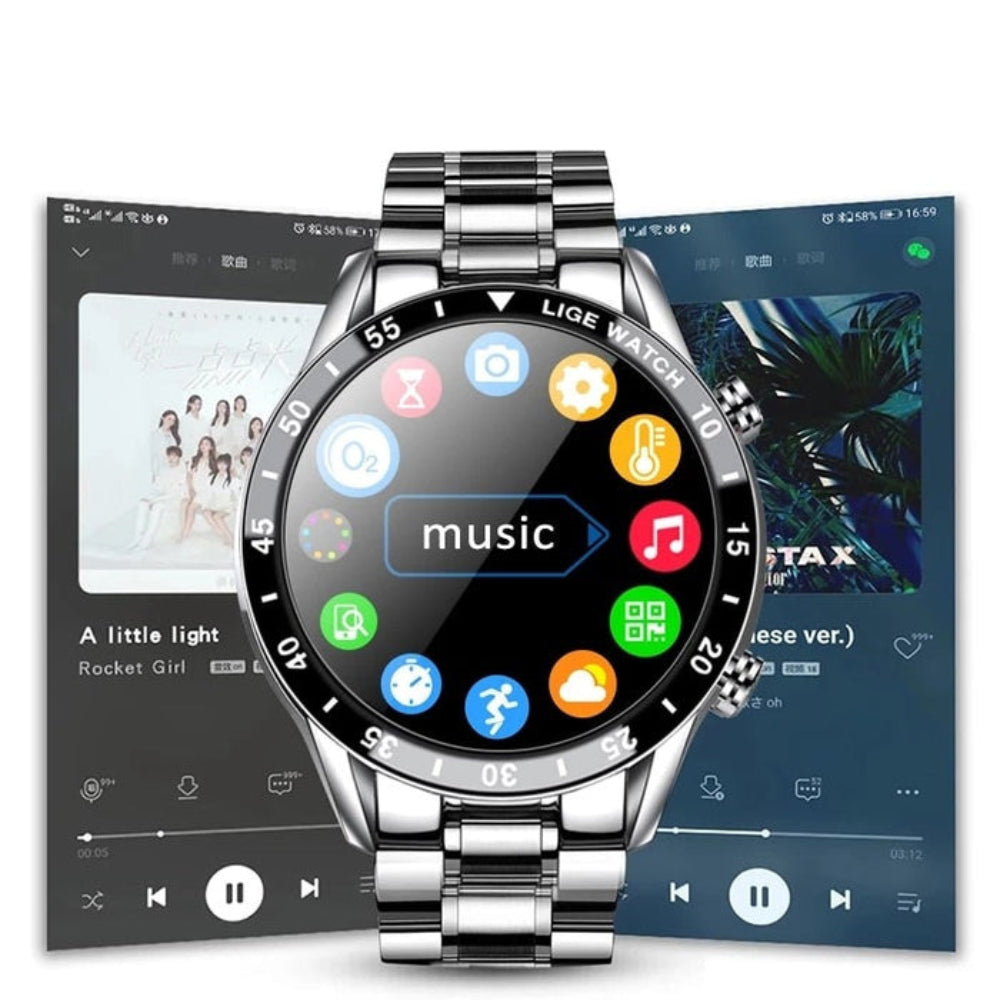 Edelstahl-Smartwatch mit AMOLED-Display und 4G-Konnektivität