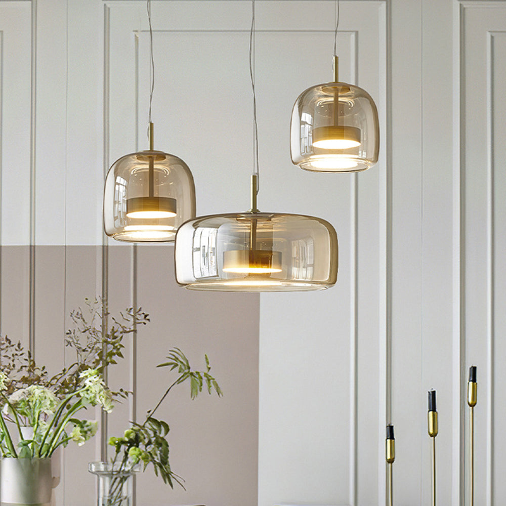 Altın ve Kehribar Kaplamalı Odalar İçin Aurex Retro LED Sarkıt Lamba