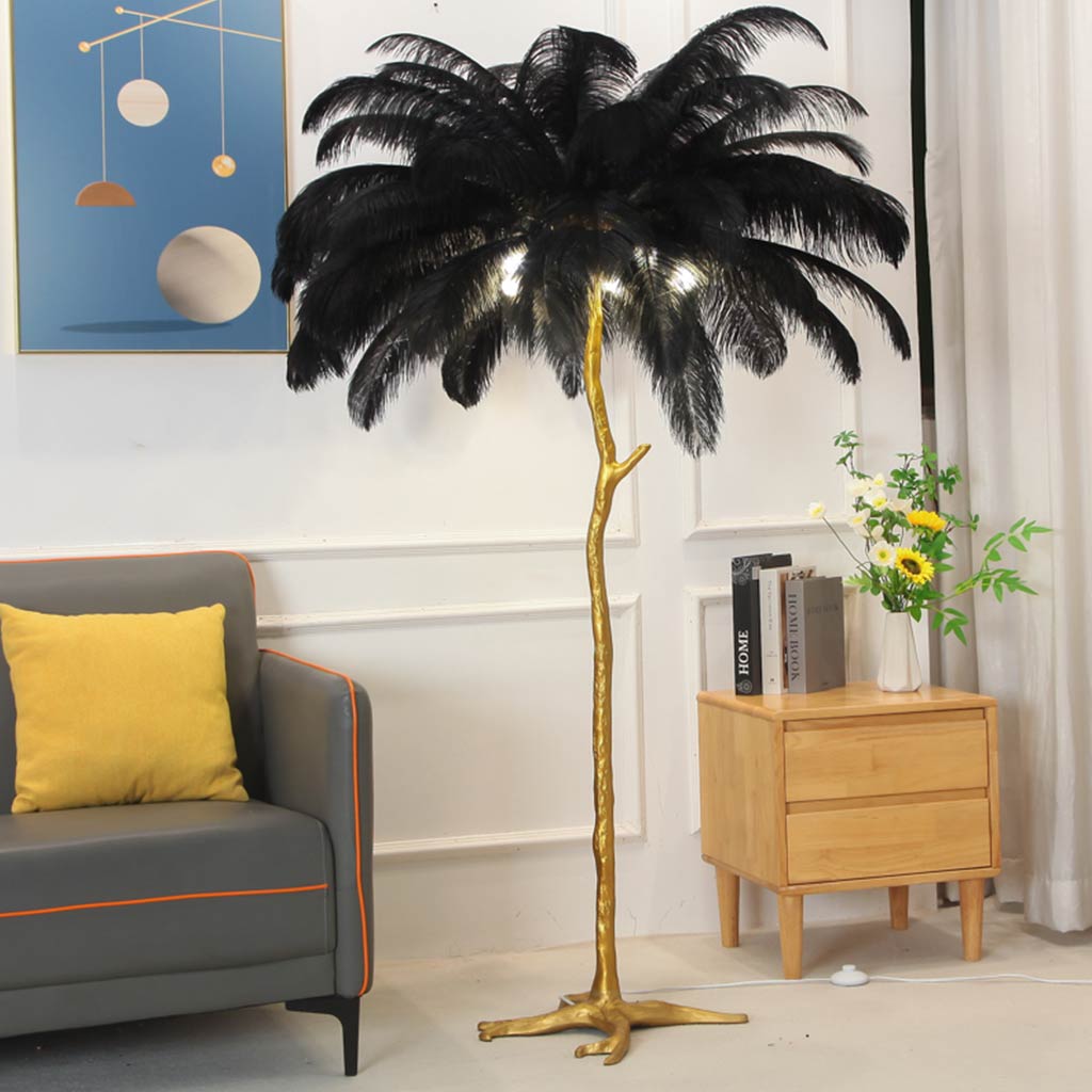 Ostrich Feather Floor Lamp For Living Room Decor Accent Piece