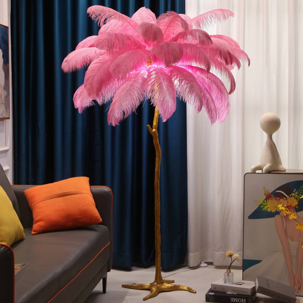 Ostrich Feather Floor Lamp For Living Room Decor Accent Piece