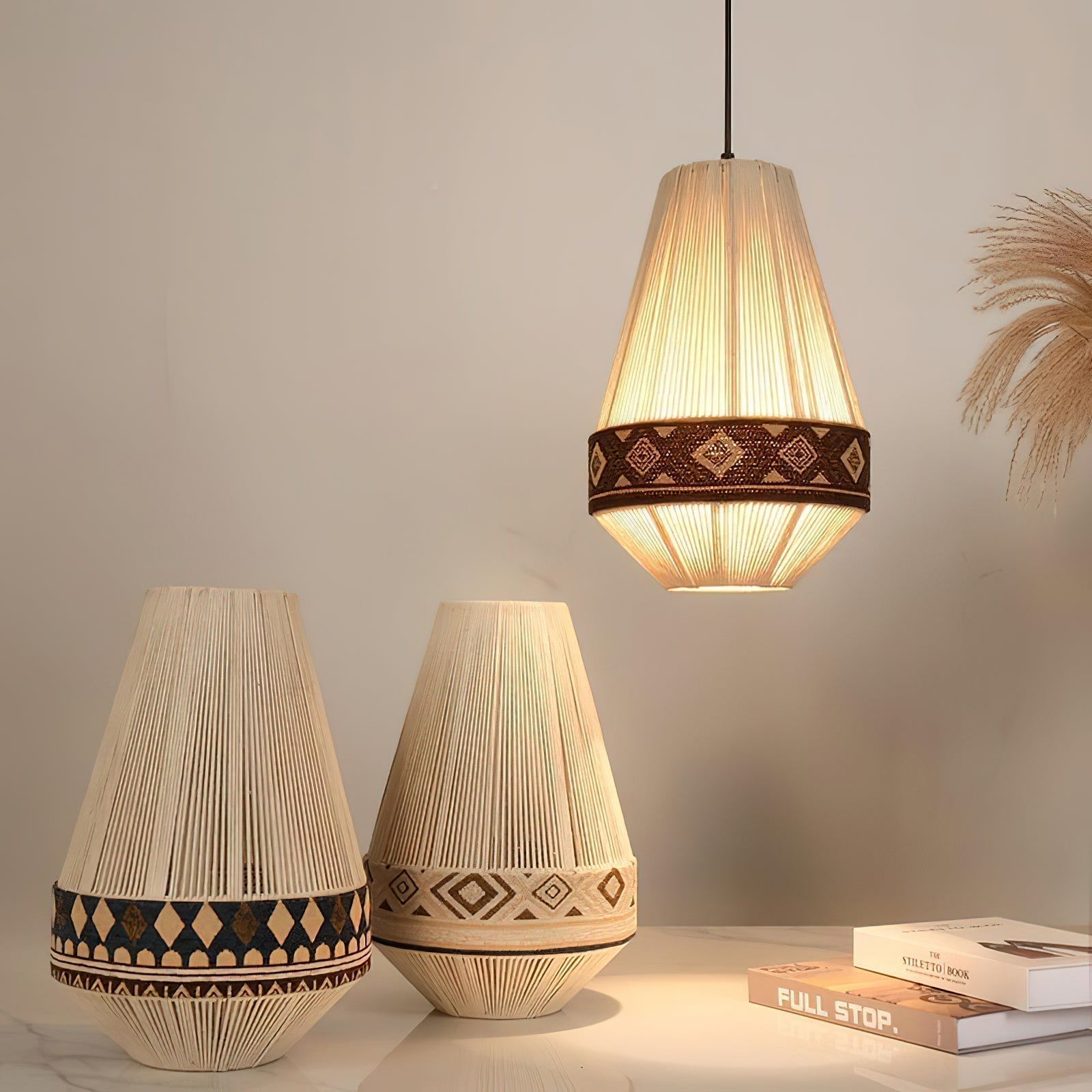 Kairo Boho Fringe Pendant Light With Tribal Patterns