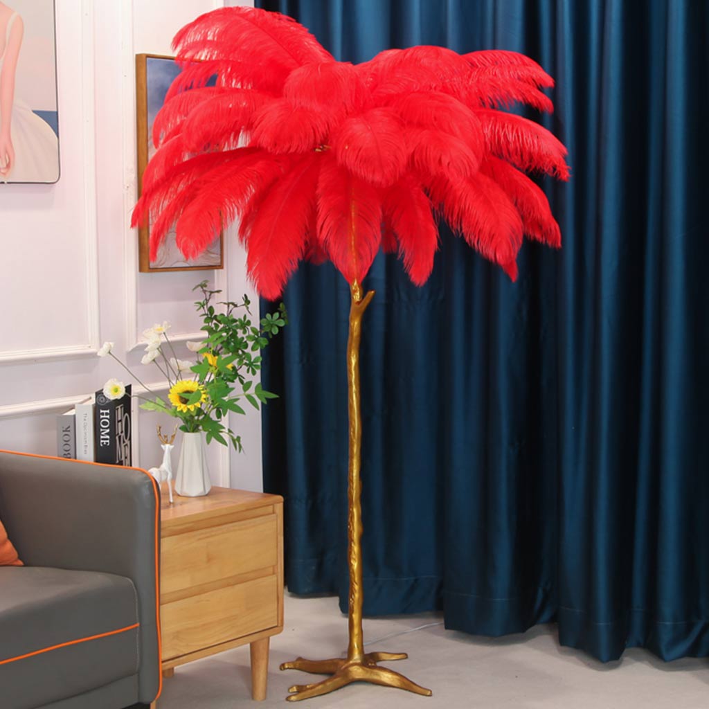 Ostrich Feather Floor Lamp For Living Room Decor Accent Piece