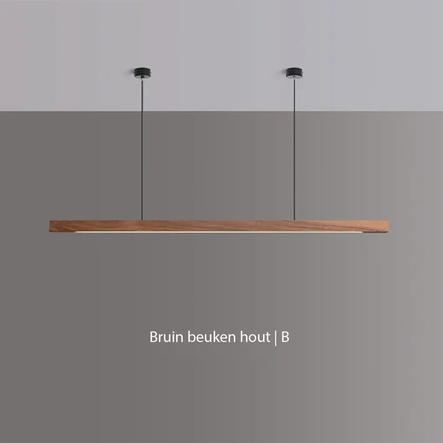 Quorra längliche Holzpendelleuchte für Esstisch