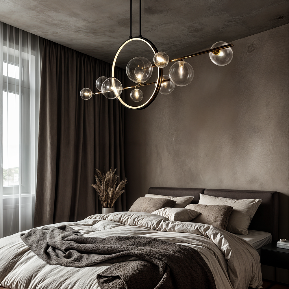 AstraLume lasi- ja alumiinikattokruunu kahdella tyylillä LEDillä