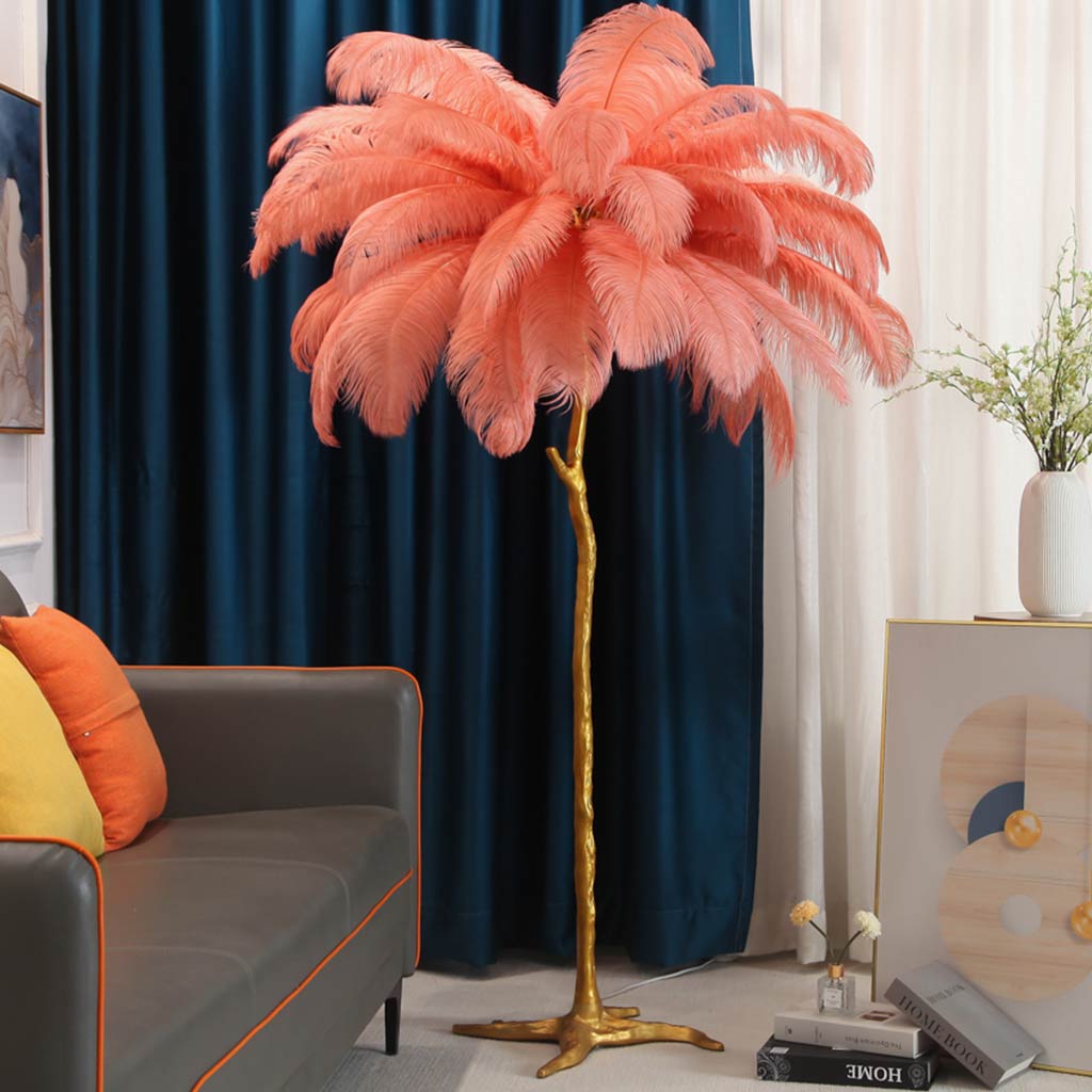 Ostrich Feather Floor Lamp For Living Room Decor Accent Piece