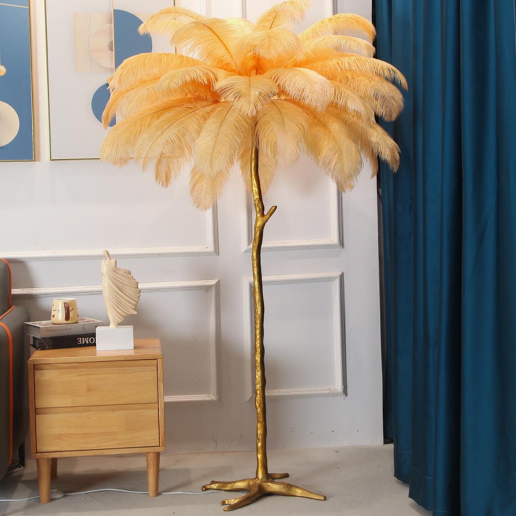 Ostrich Feather Floor Lamp For Living Room Decor Accent Piece