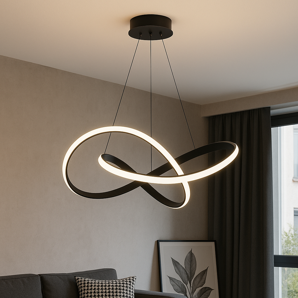 Altiri | Lampada a sospensione lineare in alluminio nero per sala da pranzo