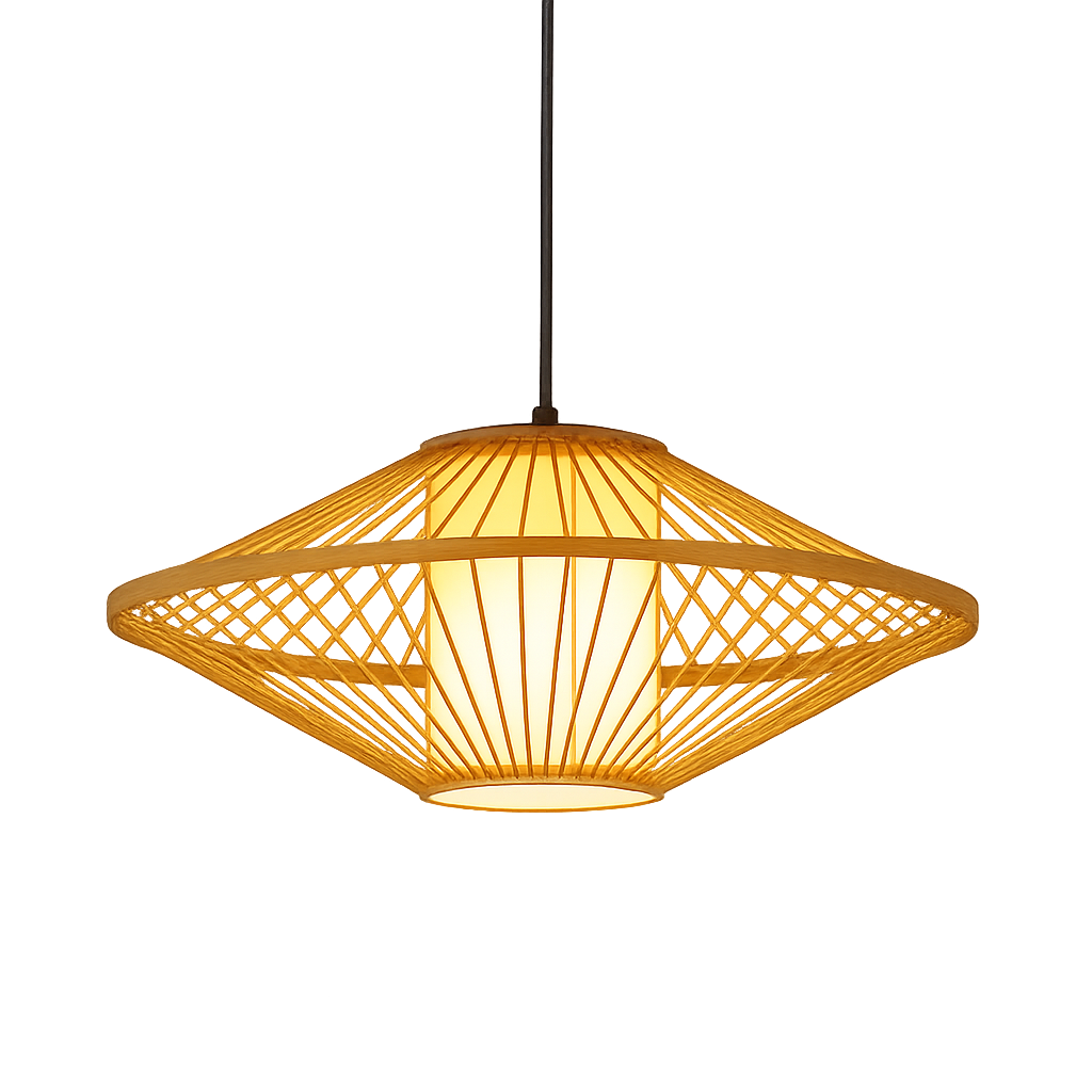 Solhaven Bamboo Japandi Pendant Lamp for Living Room