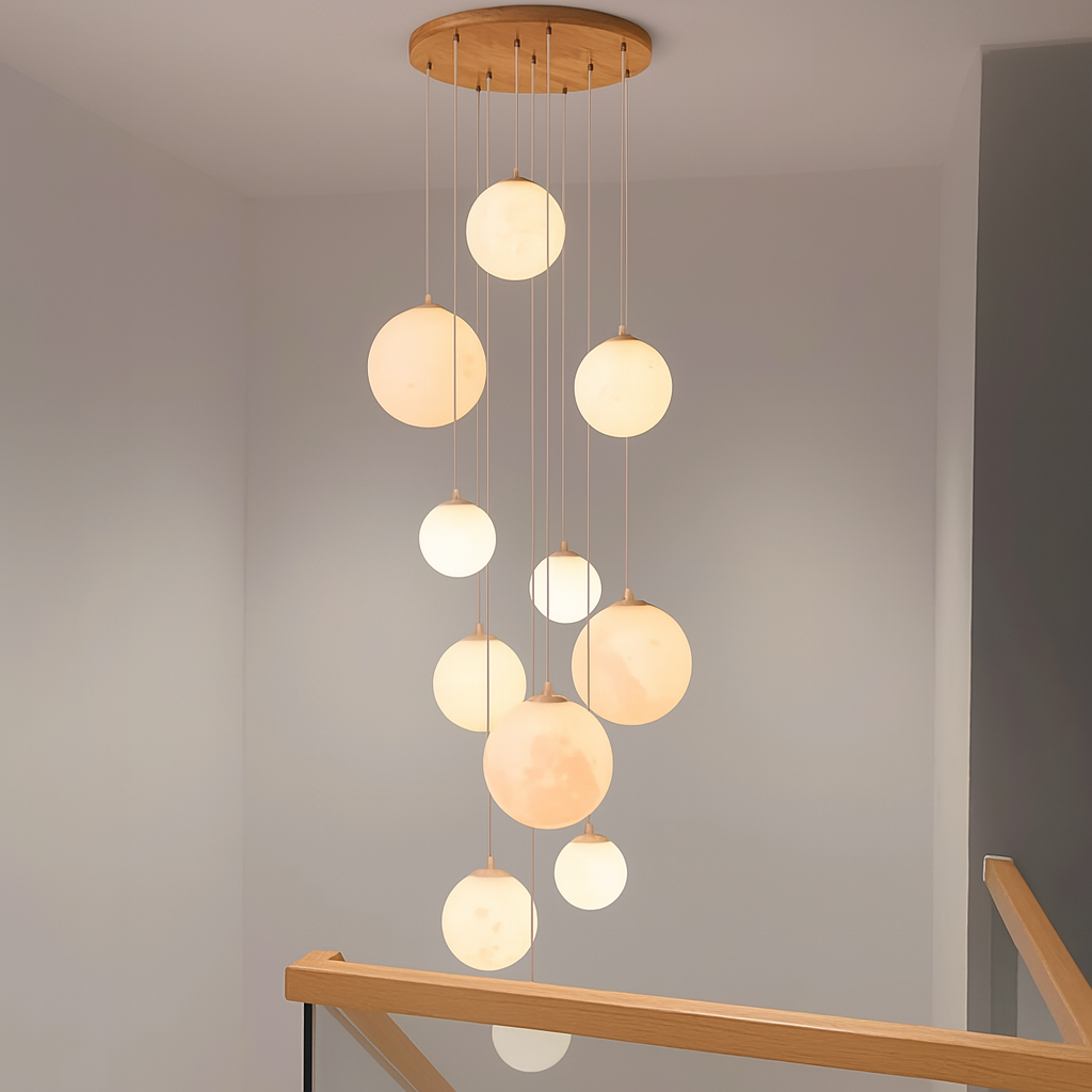 NovaSphere Staircase Chandelier For High Ceilings With Modern Sphere Design