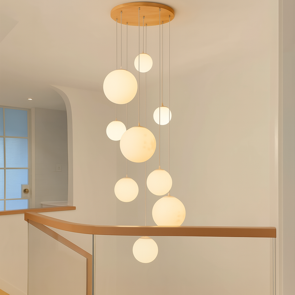 NovaSphere Staircase Chandelier For High Ceilings With Modern Sphere Design