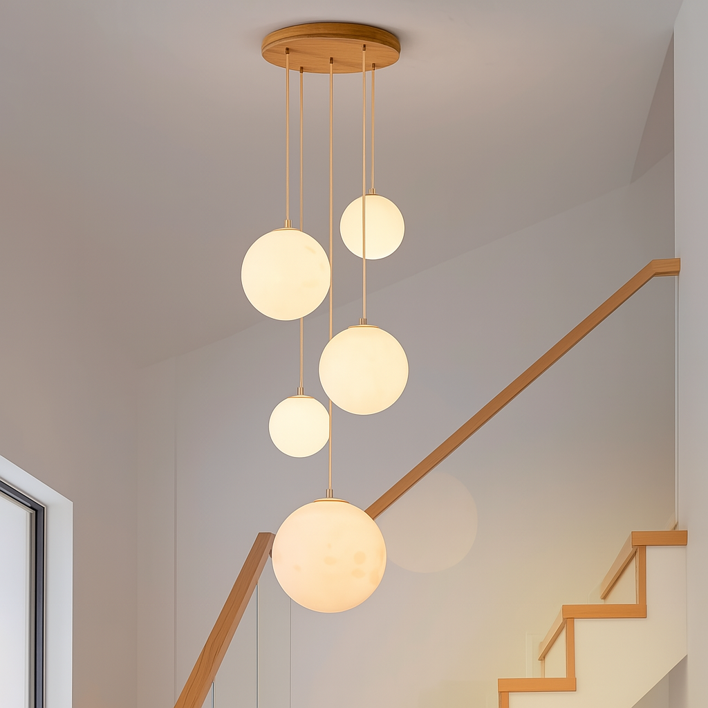 NovaSphere Staircase Chandelier For High Ceilings With Modern Sphere Design