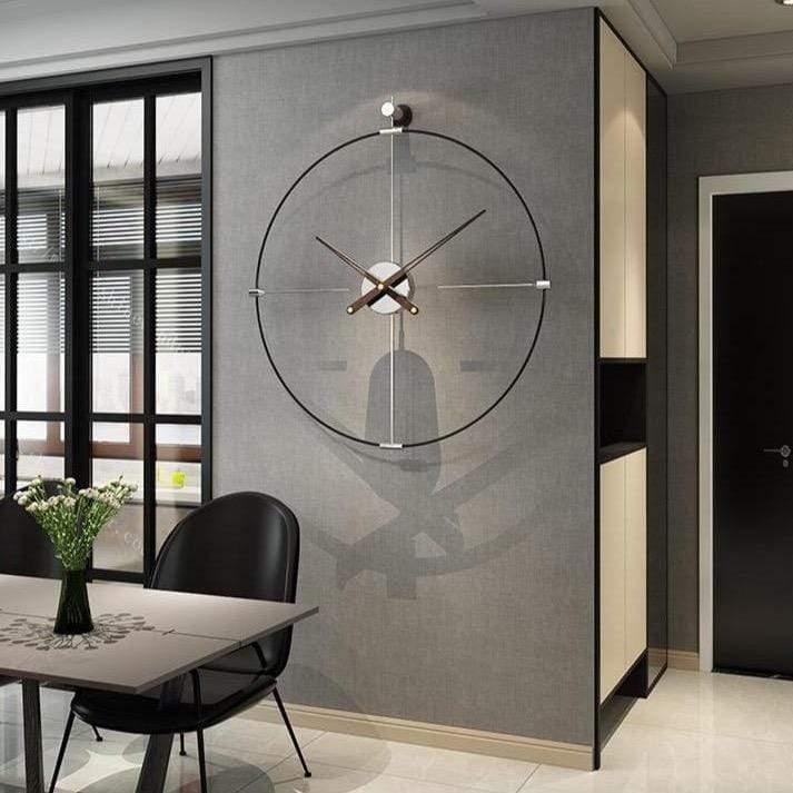 Modern Wall Clock With Large Minimalist Design And Bronze Hands