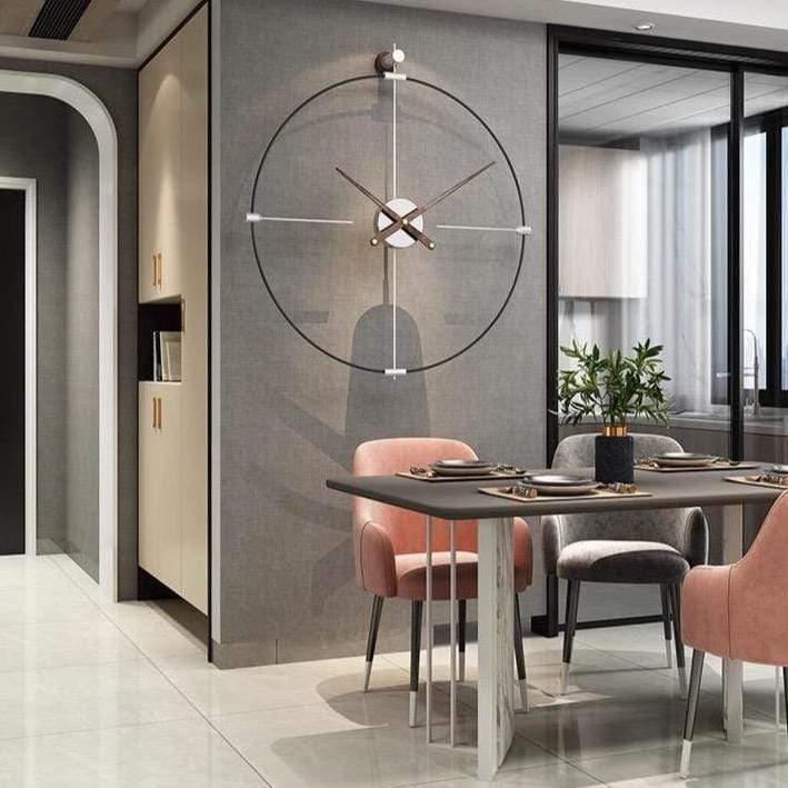 Modern Wall Clock With Large Minimalist Design And Bronze Hands