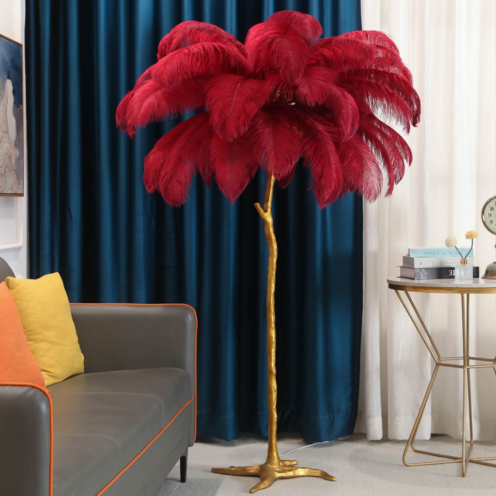 Ostrich Feather Floor Lamp For Living Room Decor Accent Piece