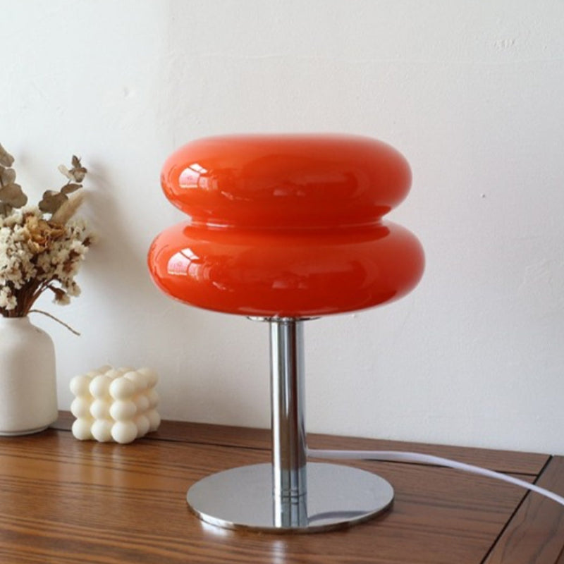 Lampa stołowa LumaStack w stylu Bauhaus z kolorowego szkła z układem cylindrów w stos