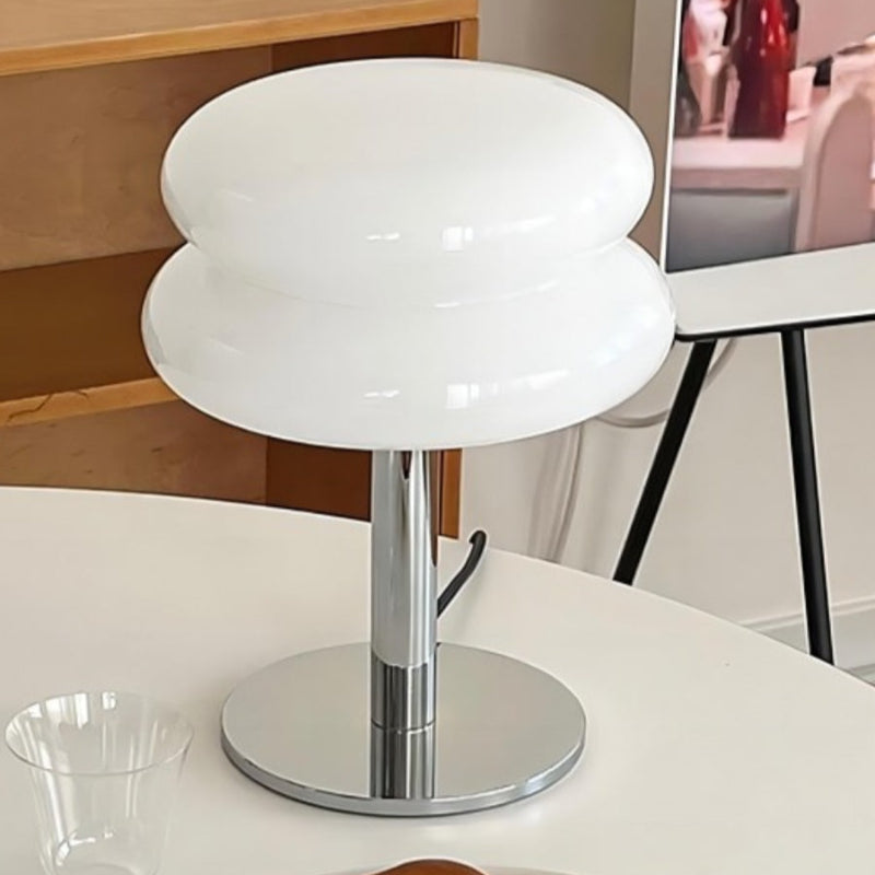 Lampa stołowa LumaStack w stylu Bauhaus z kolorowego szkła z układem cylindrów w stos
