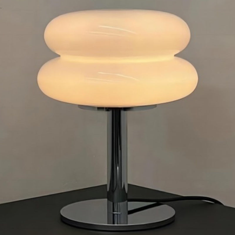 Lampa stołowa LumaStack w stylu Bauhaus z kolorowego szkła z układem cylindrów w stos
