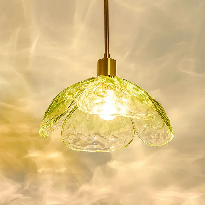 PetalGlow Glass Pendant Light For Nightstand With Soft Ambient Glow