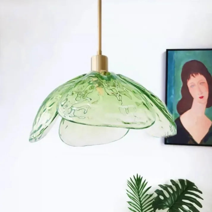 PetalGlow Glass Pendant Light For Nightstand With Soft Ambient Glow