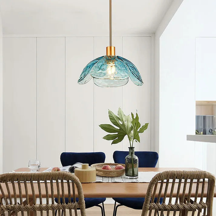 PetalGlow Glass Pendant Light For Nightstand With Soft Ambient Glow