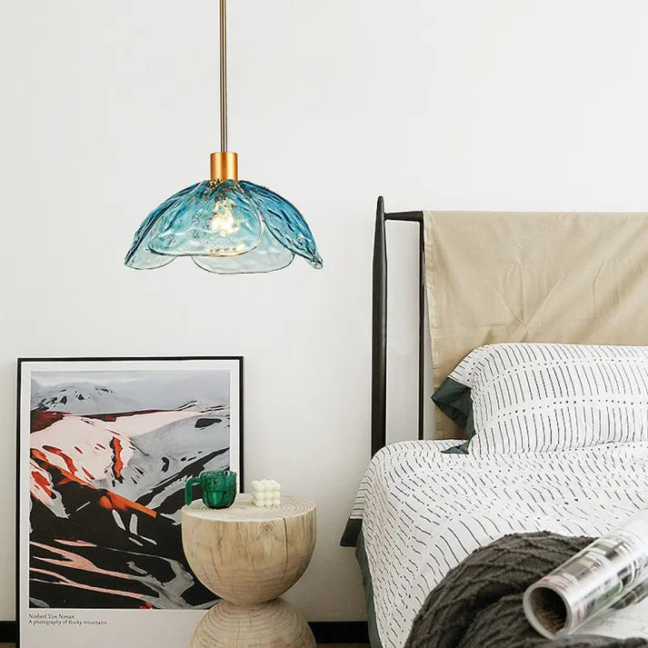 PetalGlow Glass Pendant Light For Nightstand With Soft Ambient Glow
