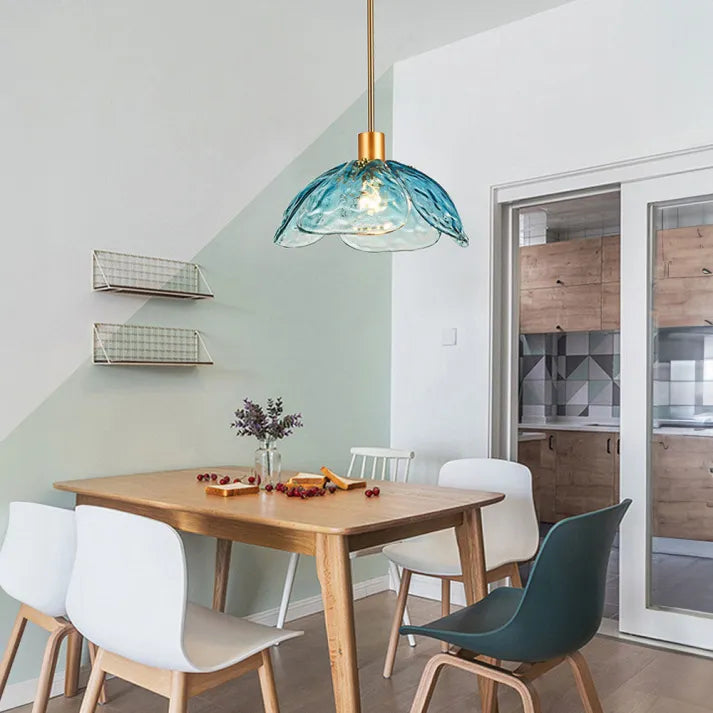 PetalGlow Glass Pendant Light For Nightstand With Soft Ambient Glow