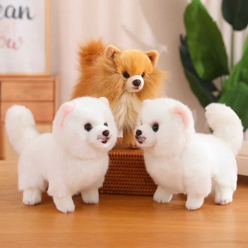 Realistická 12palcová plyšová hračka psa plemene Pomeranian, plyšák