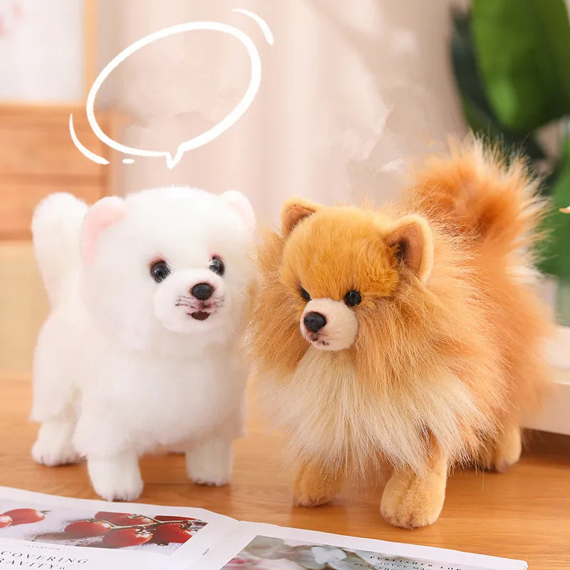 Realistická 12palcová plyšová hračka psa plemene Pomeranian, plyšák