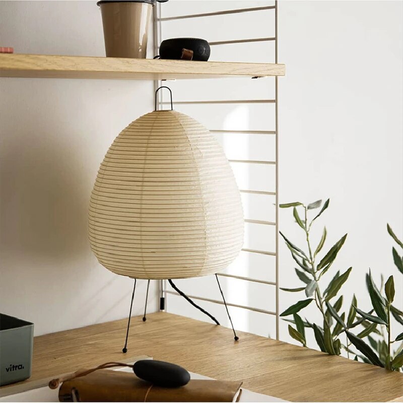 آباژور رومیزی کاغذ برنجی ژاپنی با نور ملایم LED محیطی