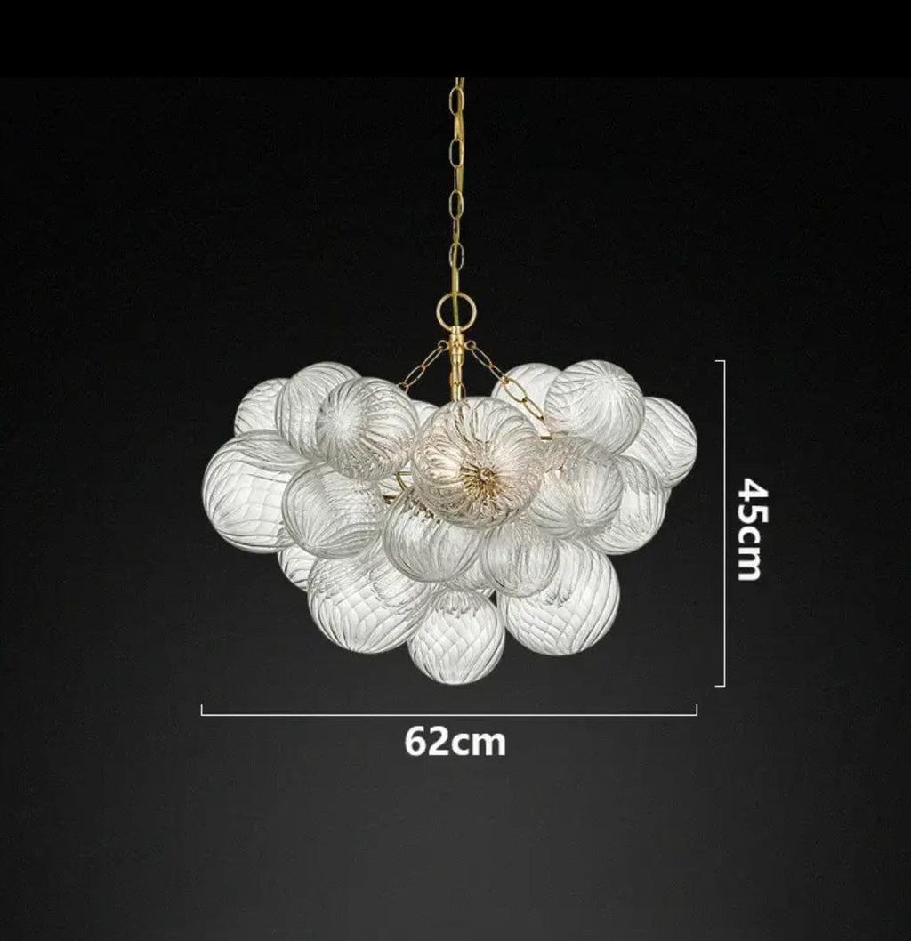 Luminix Bubble Chandelier with Ribbed Glass and Gold Finish