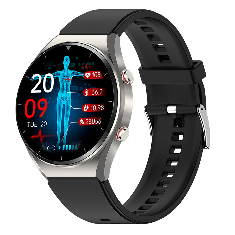 Relógio de Saúde com Um Clique: Monitor de Açúcar no Sangue, Pressão Arterial, ECG, VFC e Frequência Cardíaca