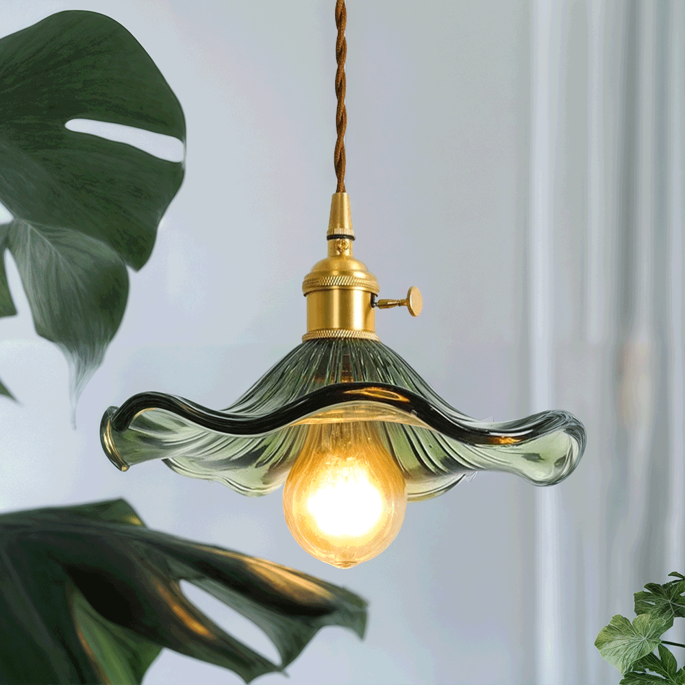 Lámparas colgantes de vidrio Lyra con forma de flor para decoración nórdica en sala de estar