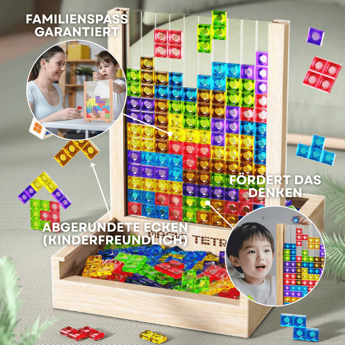 TerraTrix Eco-Friendly Wooden Tetris Puzzle Board for Kids and Adults