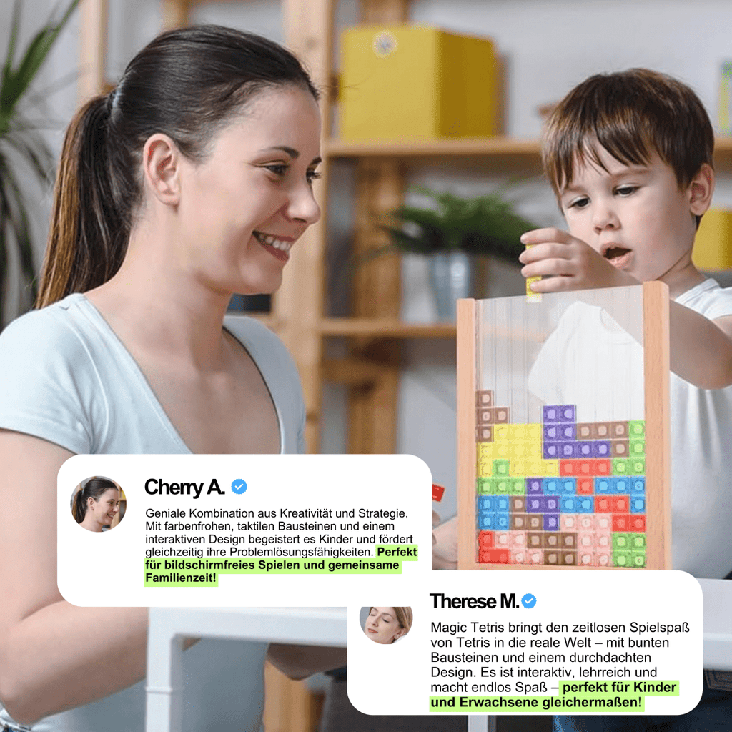TerraTrix Eco-Friendly Wooden Tetris Puzzle Board for Kids and Adults