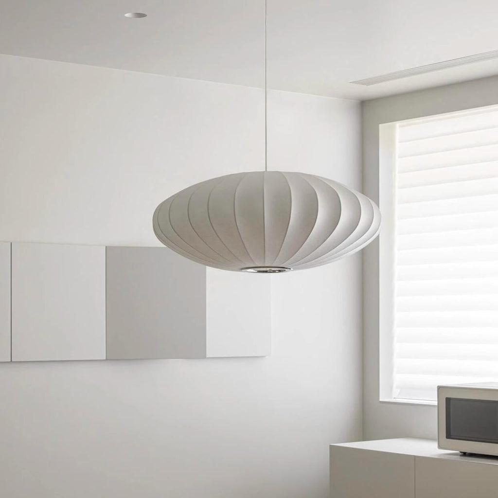 Elegant silk pendant lamp with crystals 4
