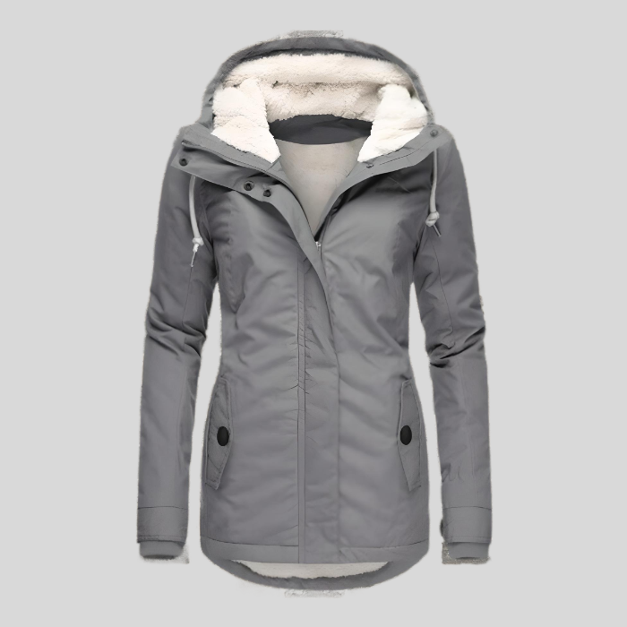 Women's Waterproof Jacket With Fleece-Lined Rain Protection