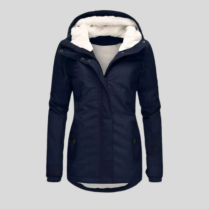 Women's Waterproof Jacket With Fleece-Lined Rain Protection