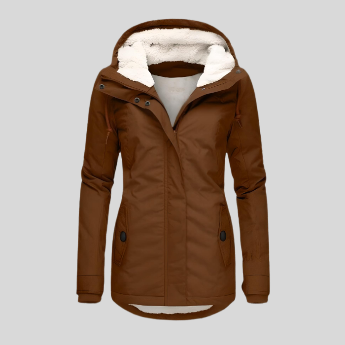 Women's Waterproof Jacket With Fleece-Lined Rain Protection