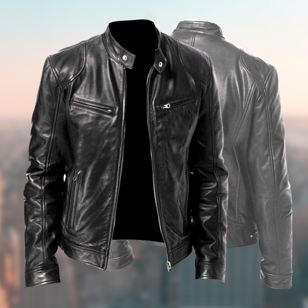 Classic Leather Motorcycle Jacket With Premium Genuine Leather Modern Fit