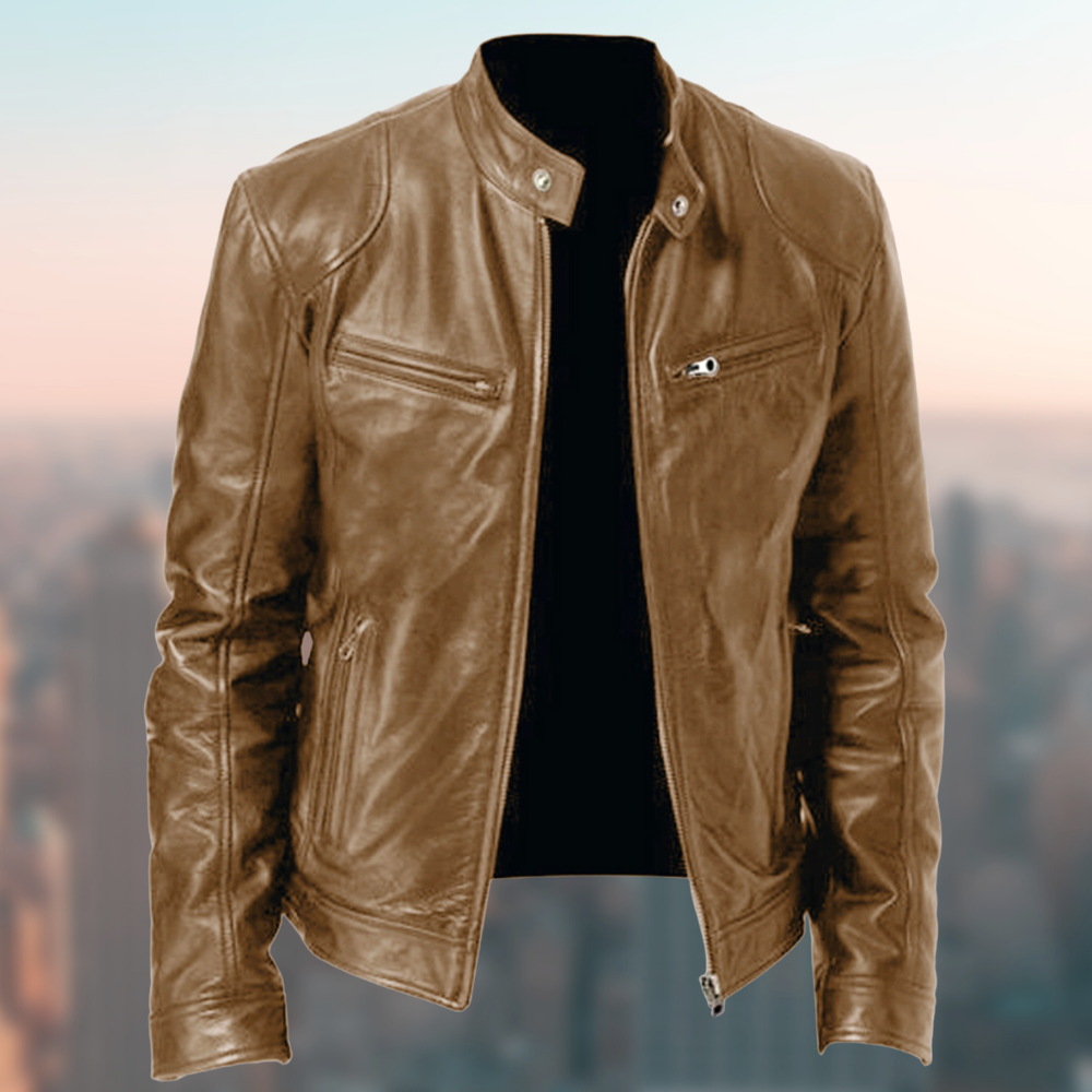 Classic Leather Motorcycle Jacket With Premium Genuine Leather Modern Fit