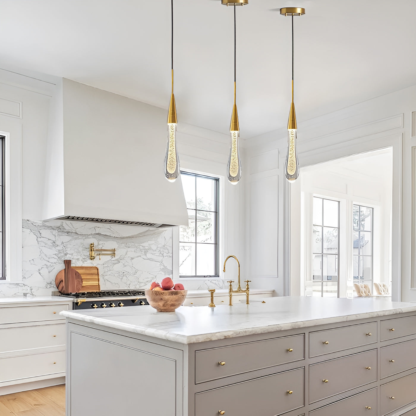 Aurelia Golden Droplet Pendant Light with Crystal Glow