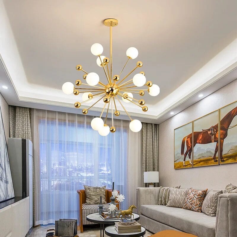 LumaOrb Golden Globe Acrylic Sputnik Ceiling Chandelier