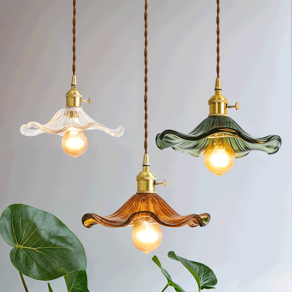 Lámparas colgantes de vidrio Lyra con forma de flor para decoración nórdica en sala de estar