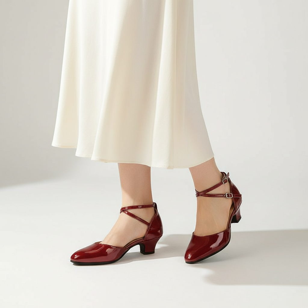 Chic Mid Height Heels With PU Leather Upper And Rubber Outsole