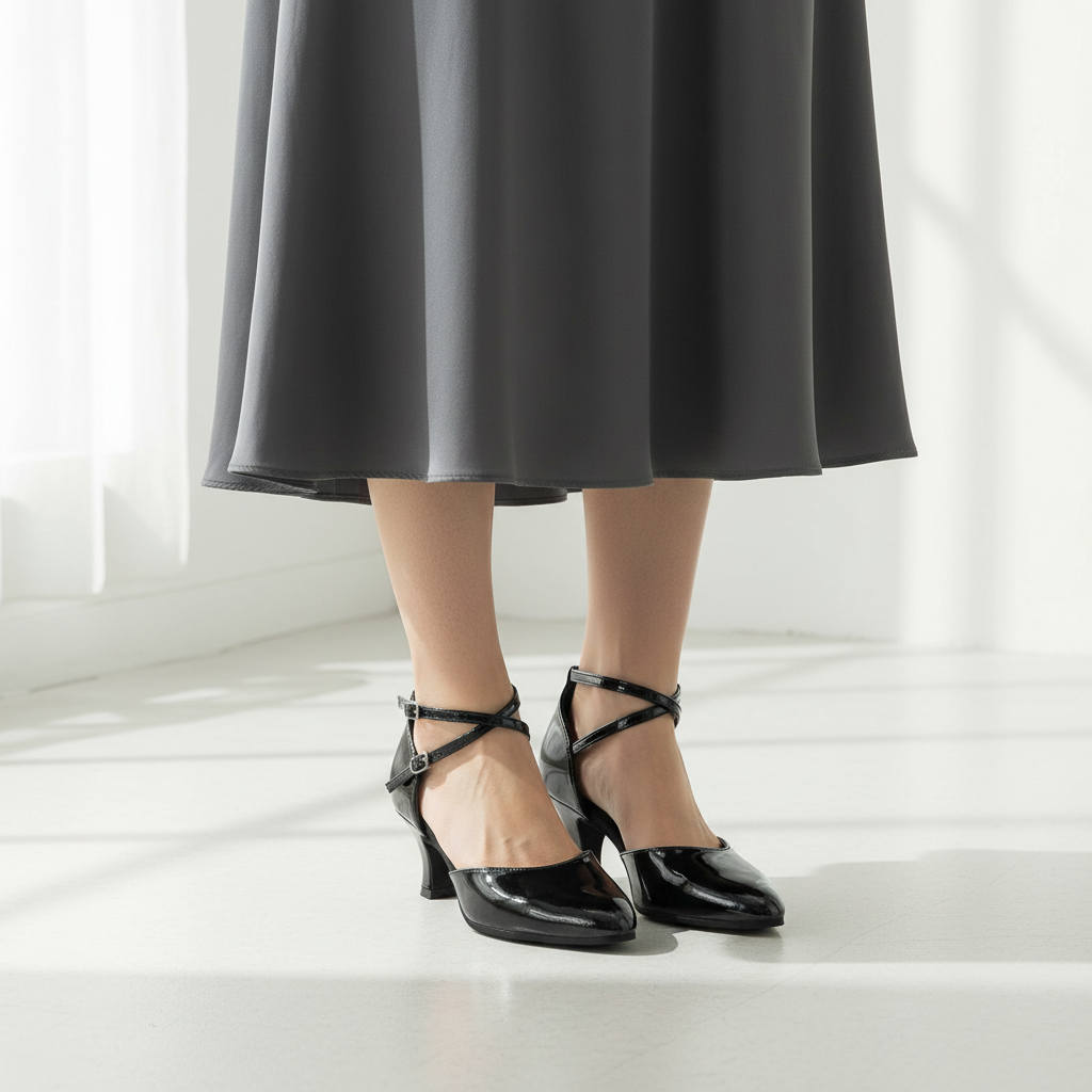 Chic Mid Height Heels With PU Leather Upper And Rubber Outsole