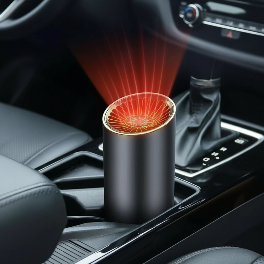 Cup-Shaped Car Heater and Defroster, 12V 150W Rapid Blower, 360-Degree Rotatable Base