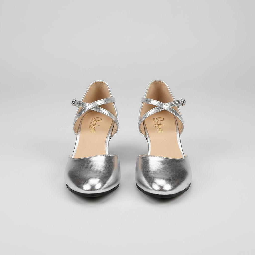 Chic Mid Height Heels With PU Leather Upper And Rubber Outsole