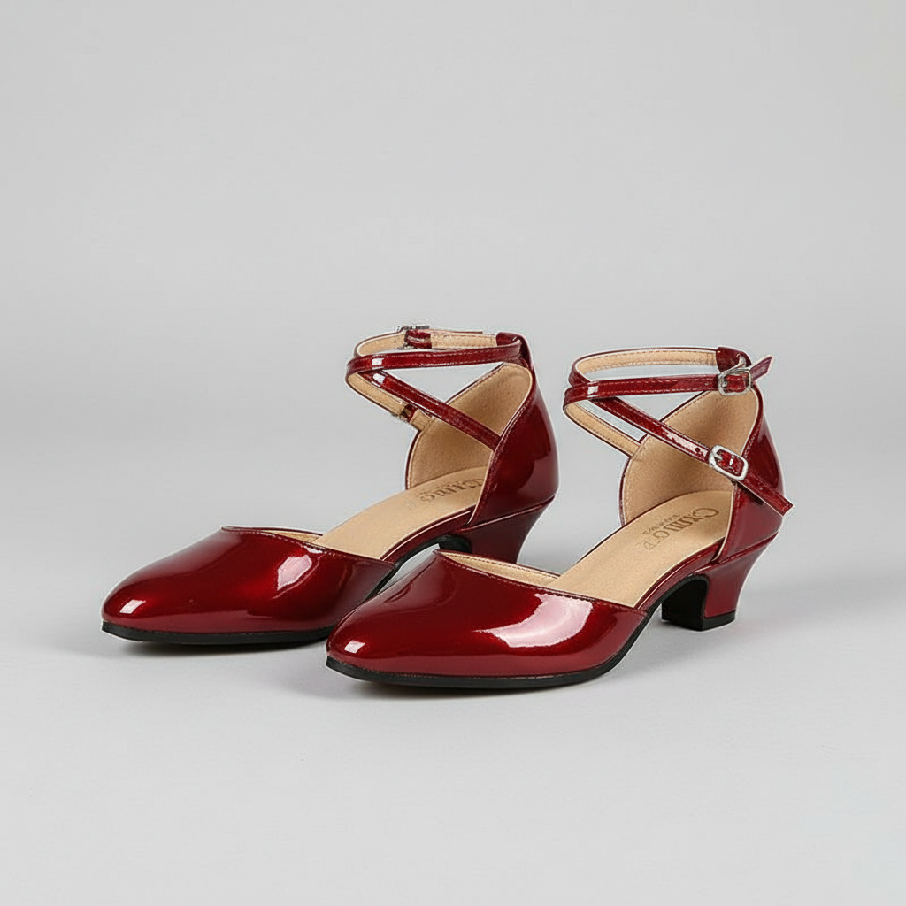 Chic Mid Height Heels With PU Leather Upper And Rubber Outsole