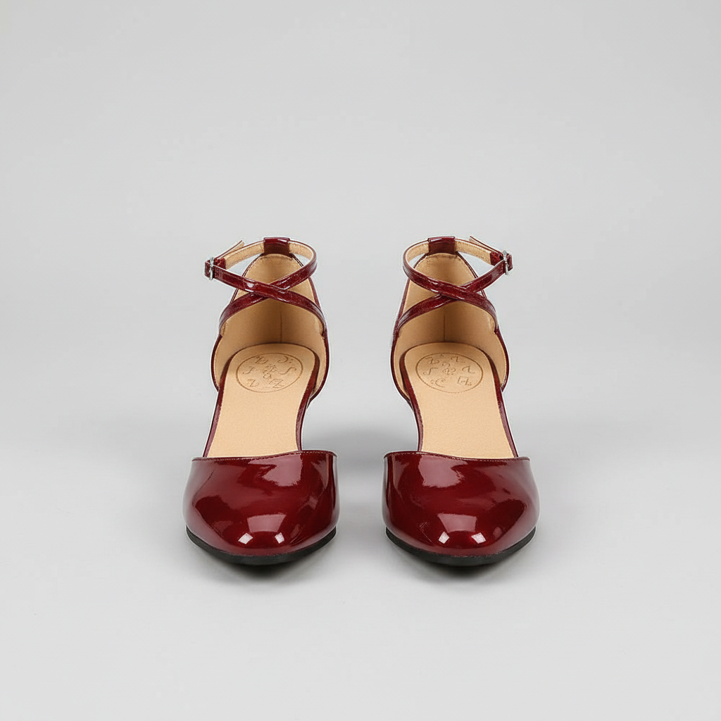 Chic Mid Height Heels With PU Leather Upper And Rubber Outsole